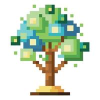 Creative Artwork Tree with Digital Pixel Leaves and Modern Graphics vector