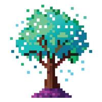 Unique Tree with Digital Pixelated Leaves in a Modern Design vector