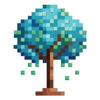 Artistic Tree with Digital Pixelated Leaves in a Colorful Design and Isolated on a white Background vector