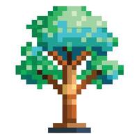 Imaginative Tree with Digital Pixelated Leaves in a Fantastical Design and Isolated on a white Background vector