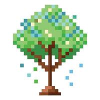Imaginative Tree with Digital Pixelated Leaves in a Fantastical Design vector
