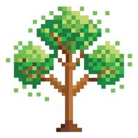 Unique Tree with Digital Pixelated Leaves in a Whimsical Design vector