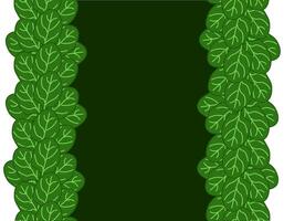 Green spinach leaves frame seamless vertical border leafy vegetables frame, boxing, bordering. card template. flat illustration banners, print for fabric, labels, t-shirt printing. Eat green vector