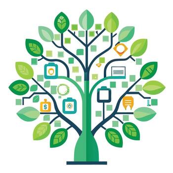 Innovative Design Tree with Digital QR Code Leaves for Modern Graphics vector