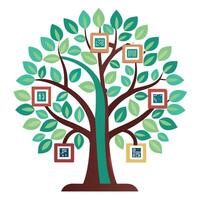 Imaginative Tree with Digital QR Code Leaves for Creative Tech Artworks vector