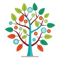 Imaginative Design with DNA Strand and Biotechnology Science Tree vector