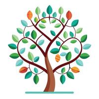 Unique Tree with DNA Strand Branches and Molecule Leaves Art Design vector