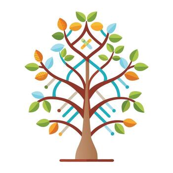 Innovative Tree Combining Science DNA with Unique Branch Biology vector