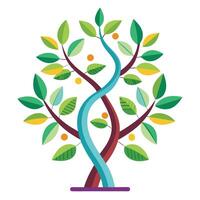 Imaginative Artistic DNA and Health Art with Leaf Generation Concept vector