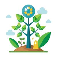 Artistic Approach with Friendly Eco Tree Creating Artistic Green Life vector