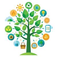 Innovative Approach to Tree Design with Unique Eco-Friendly Leaves vector