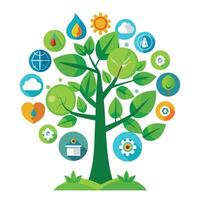 Imaginative Recycle Concept for Eco Tree Life using Environmental Elements vector