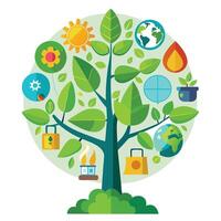Eco Icons as Leaves Design for Flat Tree Style vector