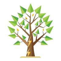 Electric Bolt Leaves for Flat Tree Generate Design vector