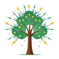 Create Electric Sparks in the Branches for Flat Design vector