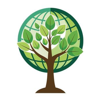Embedded Earth Globe in Canopy for Flat Tree Generate Design vector