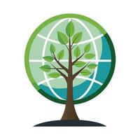 Flat Tree Design with Embedded Earth Globe in Canopy Generate vector