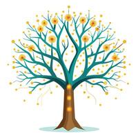 Electric Sparks in the Branches for Flat Tree Design vector