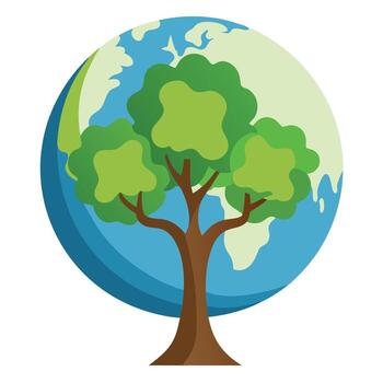 Embedded Earth Globe in Canopy Generate Design for Flat Tree vector