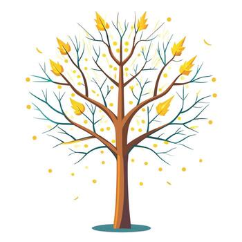 Electric Sparks in the Branches Create Design for Flat Tree vector