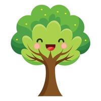 Flat Tree Design with Emoji Expression Leaves Style vector