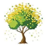 Fading Pixel Leaves for Flat Tree Design vector