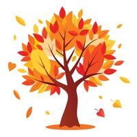 Falling Autumn Paper Cut Leaves Create Design for Flat Tree Style vector