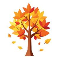 Create Falling Autumn Paper Cut Leaves for Flat Tree Style vector