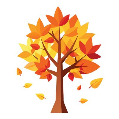 Create Falling Autumn Paper Cut Leaves for Flat Tree Style