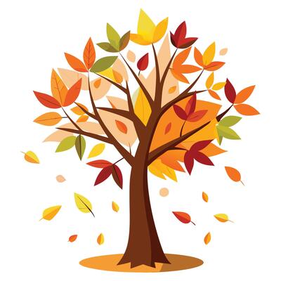 Falling Autumn Paper Cut Leaves for Flat Tree Design
