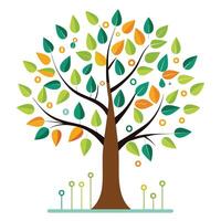 Design Falling Binary Code Leaves for a Digital Tree for Flat Tree vector