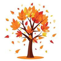 Falling Autumn Paper Cut Leaves Create Design for Flat Tree vector