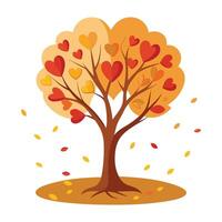 Falling Leaves Forming a Heart Shape for Flat Tree Design vector