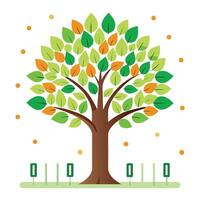 Falling Binary Code Leaves for a Digital Tree Design for Flat Tree vector