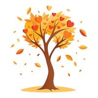 Falling Leaves Forming a Heart Shape Create Design for Flat Tree vector