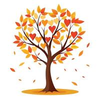 Design with Falling Leaves Forming a Heart Shape for Flat Tree vector