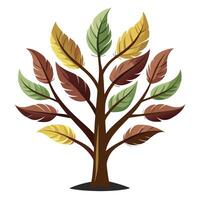 Feather and Quill Leaves Design for Flat Tree Style vector