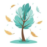 Feather Leaves Floating in the Wind for Flat Tree Design vector
