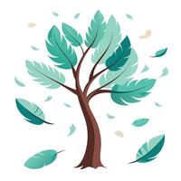 Feather Leaves Floating in the Wind Create Design for Flat Tree vector