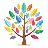 Feather Leaves Generate Design for Flat Tree Style vector