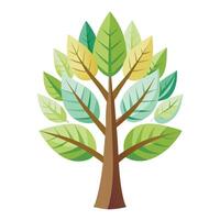 Innovative Tree with Feather-Like Leaves in a Modern Style and Isolated on white Background vector