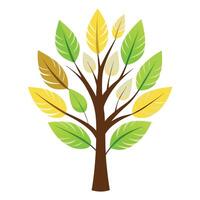 Unique Tree with Feather-Like Leaves in a Whimsical Design and Isolated on white Background vector
