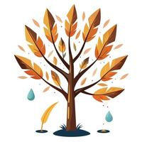 Innovative Tree with Feather Quill and Ink Leaves in a Modern Style vector