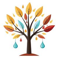 Imaginative Tree with Feather Quill and Ink Leaves in a Fantastical Design vector