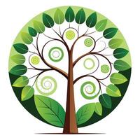 Imaginative Tree with Fibonacci Spiral Leaves in a Fantastical Design vector
