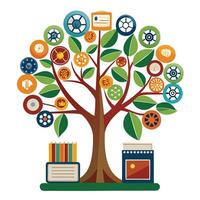 Imaginative Tree with Film Reel Leaves in a Fantastical Design vector