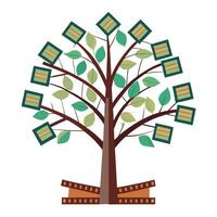 Innovative Tree with Filmstrip Leaves in a Modern Style vector
