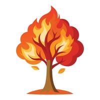 Unique Tree with Fire and Smoke Leaves in a Whimsical Design vector