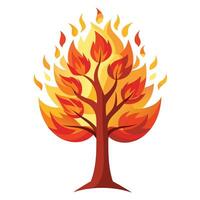 Innovative Tree with Fire Flame Leaves in a Modern Style vector