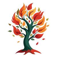 Unique Tree with Fire and Smoke Leaves in a Whimsical Design and Isolated on a white Background vector